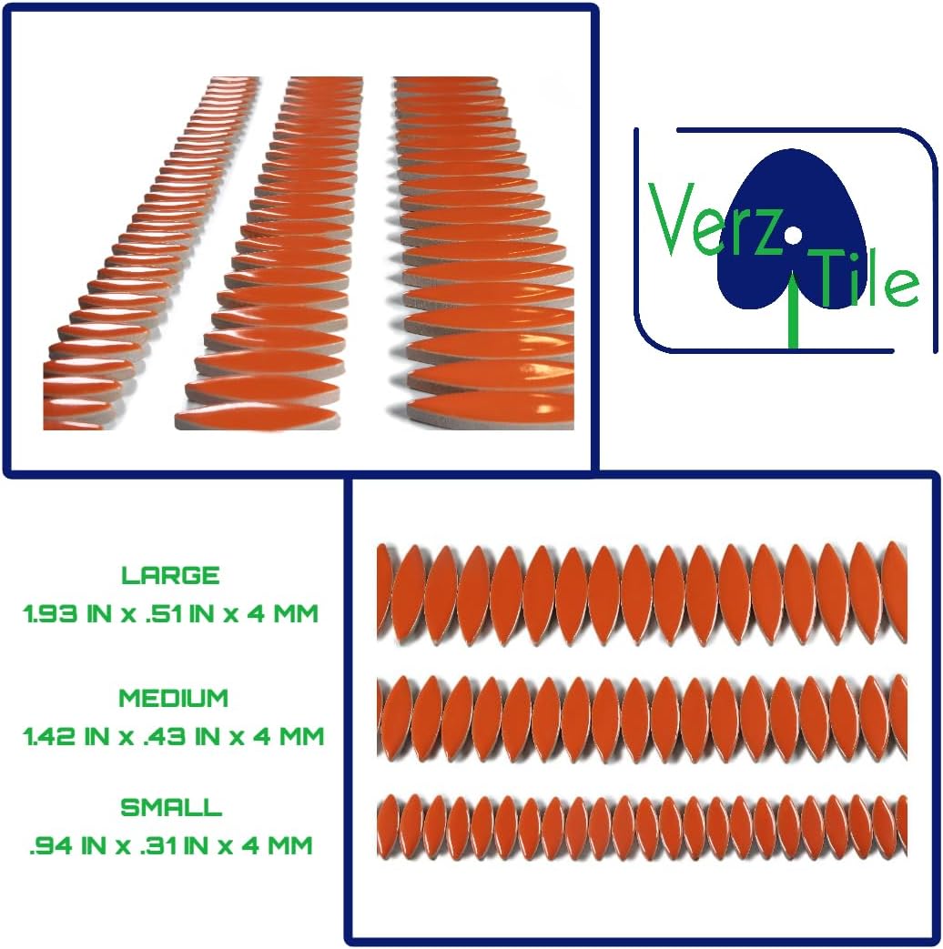 VerzTile Mosaic Tiles for Crafts - Petal Shaped Ceramic Tile Craft Hobbies & Art Projects 39 Color Options Endless Creativity DIY Design (Neon Orange)