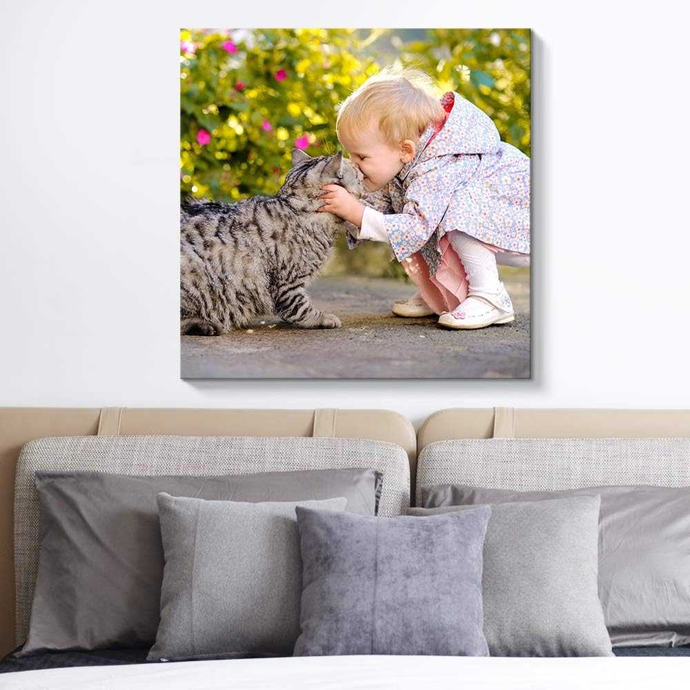 NWT Custom Canvas Prints with Your Photos for Pet/Animal, Personalized Canvas Pictures for Wall to Print Framed 16x16 inches