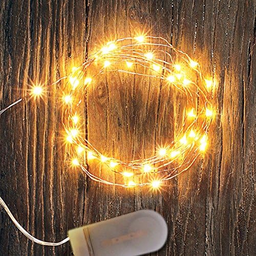 OakHaomie 6 Pack 10ft(3m) LED Starry String Lights 30 Micro LEDs on Copper Wire,2pcs CR2032 Batteries Required and Included,for DIY Wedding Christmas Centerpiece Table Decorations(Amber)