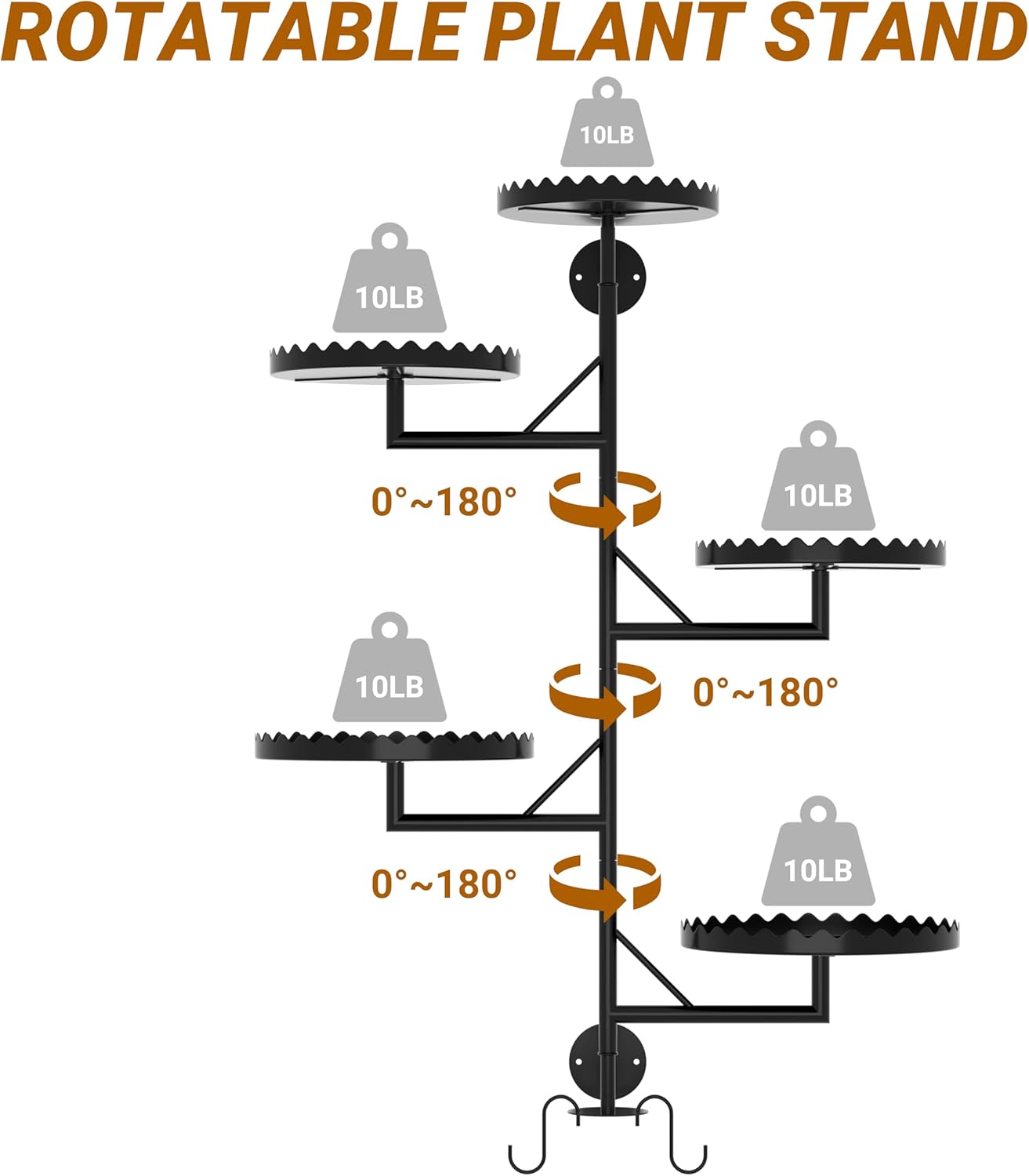 Rotating Wall Plant Shelves Versatile Window Plant Shelf for Indoor Plants Bathroom Living Room Use Wall Planter with Durable Metal Material 5 Pots