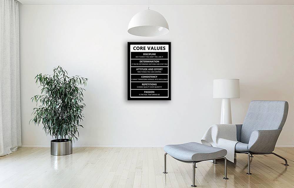 Inspirational Wall Art Painting on Canvas Motivational Entrepreneur Quotes Pictures Core Values Posters and Prints Artwork Modern Inspirational Office Wall Decor Home Gym Decor Framed[30" W X 40" H]