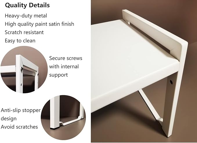 Expandable Cabinet Shelf Organizer 16-26" L Stackable Kitchen Counter Shelf Rack Stand Sink Riser Countertop Storage White (Normal 7.9”D)