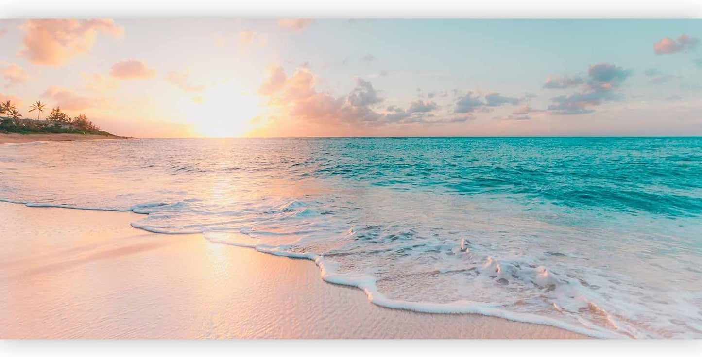 artgeist Premium Wall Mural Nature 216x98 in - Non-Woven Photo Wallpaper Art Print Fleece Wall Mural Decoration Beach Waves Sunset Island Clouds c-B-10180-a-a