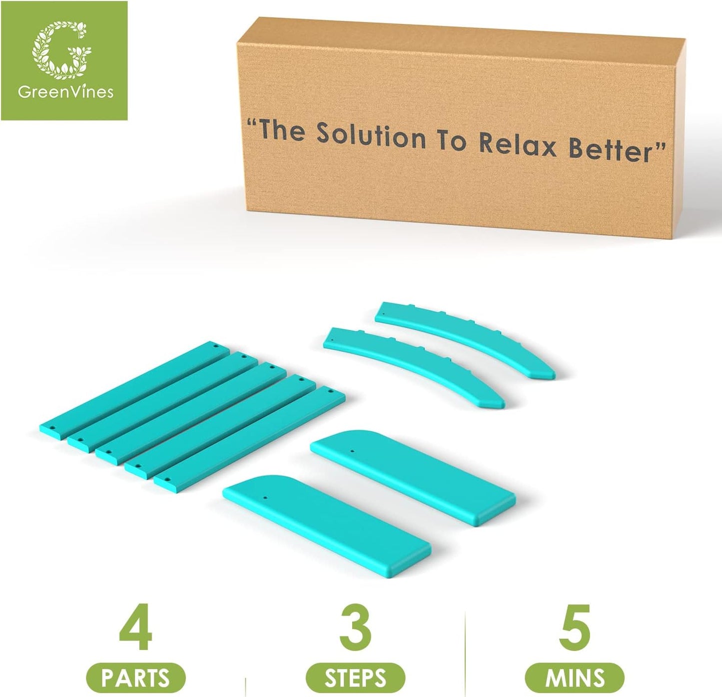 GREENVINES Adirondack-Ottoman | HDPE Plastic | Outdoor Footrest | All Weather | Foot Rest | Foot Stool | Aqua | for Adirondack Chair | for Patio Backyard Pool