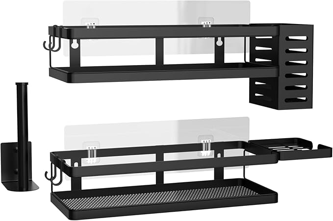 PUSDON Metal Wall Hanging Basket 2 Packs DIY Suitable for Multiple Scenes - Middle Black Guardrail Suit