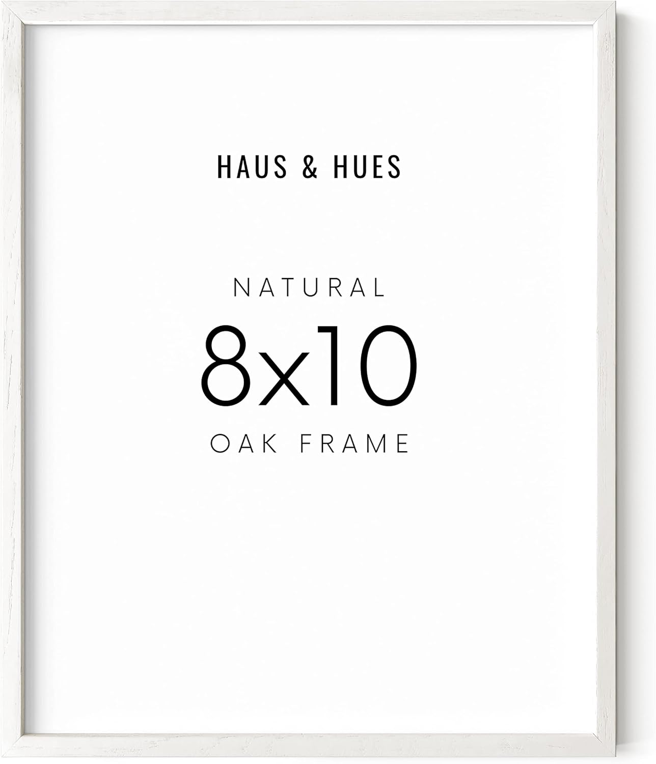 HAUS AND HUES 8x10 Inch White Picture Frame Set of 1 - Wood Picture Frame White Art Frame, White Wooden Picture Frame White Wood, 8x10 Picture Frame Wood, White Frame 8x10 (White Oak Frame)