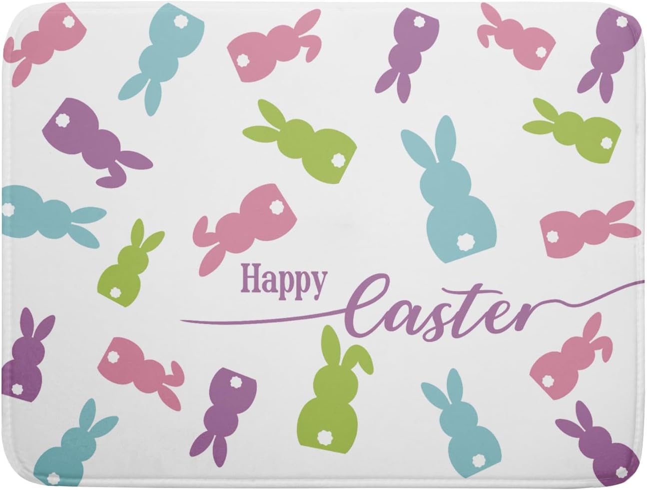 Easter Dish Drying Mat for Kitchen Counter Colorful Bunny Rabbit Festival Holiday Seasonal Absorbent Reversible Microfiber Kitchen Countertop Protector Dishes Pad Large 18x24 inch