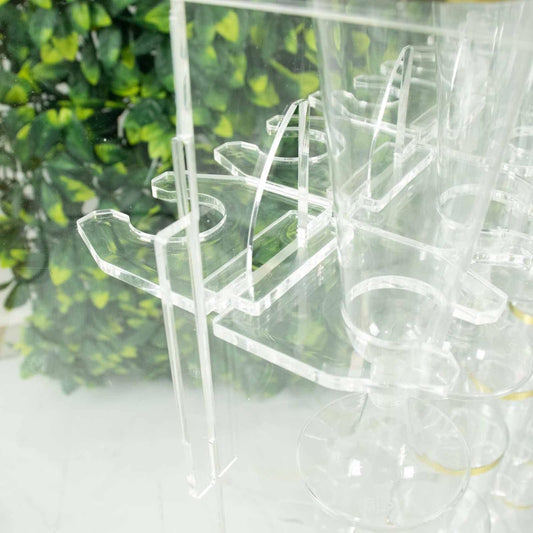 Tableclothsfactory 20 Pack | 3" Clear Acrylic Glass Holder Hooks for Double Side Display On Champagne Rack Stand
