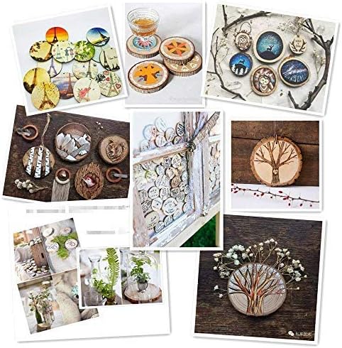 Wood Slices 30 Pcs 2.4-2.8 inches TICIOSH Craft Unfinished Wood kit Predrilled with Hole Wooden Circles for Arts Wood Slices Christmas Ornaments DIY Crafts