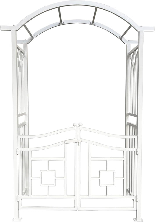 White Aluminum Garden Arbor Arch with Gate