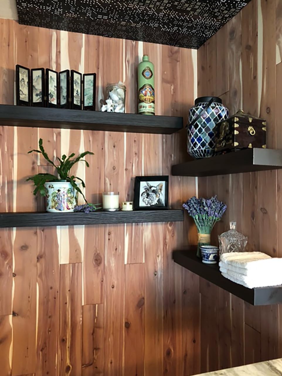 joelsantiques 30 Inch Floating Shelves for Wall - 30x6x2 in - Natural Wood, Easy Install - Heavy Duty Rustic Book Shelves - Bathroom, Kitchen, Living Room - Black