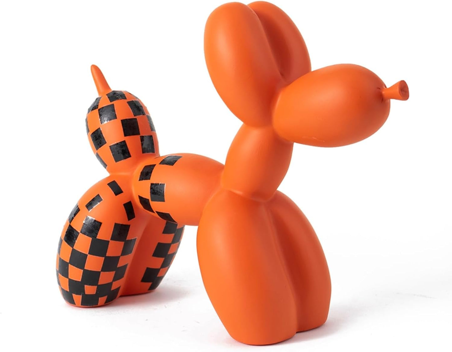 Vilead Resin Balloon Dog Statue with Checkered Pattern,Modern Home Decoration Trendy Animal Art Ornaments,Collection Figurine Bedroom Living Room Office Desktop Sculpture