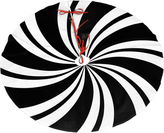 Christmas Tree Skirt,Mint Sugar Double Swirl Candy Black Xmas Tree Skirt Rustic Farmhouse Tree Skirt for Christmas Decor Xmas Holiday Home Party Decorations30
