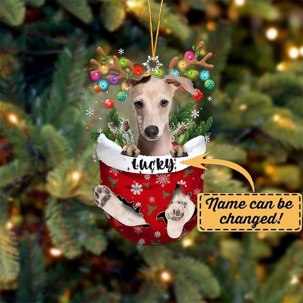 Italian Greyhound Dog Christmas Ornament, Italian Greyhound in Snow Pocket Christmas Tree Ornament, Dog Lovers Gift Idea Xmas, Christmas Decorations for Tree, Christmas Ornament Gift for Dog Lovers