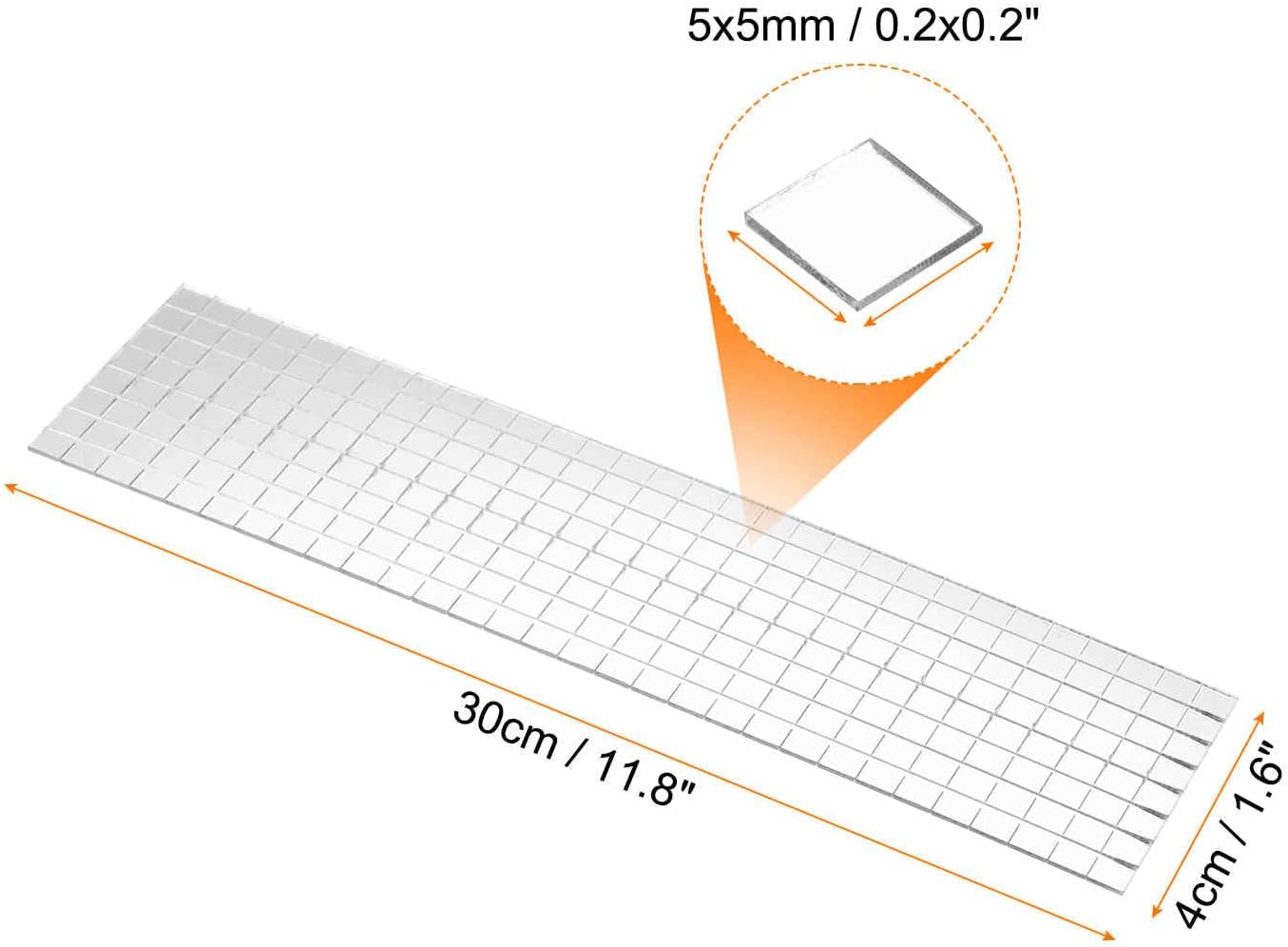 HARFINGTON 10 Sheet 4800 Pieces Self Adhesive Mirror Mosaic Tiles 5x5mm Small Square Mirror Tiles Sticker Disco Ball Stickers Mini Glass Tiles for DIY Craft Party Home Decoration, Silver