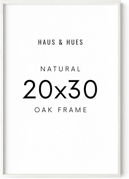 HAUS AND HUES 20 x 30 Frame -20 By 30 Picture Frame, 20x30 Poster Frame Wood, Big 20 Inch x 30 Inch Frame, Natural 30x20 Picture Frame, 20 x 30 Picture Frame (20x30 White Frame)