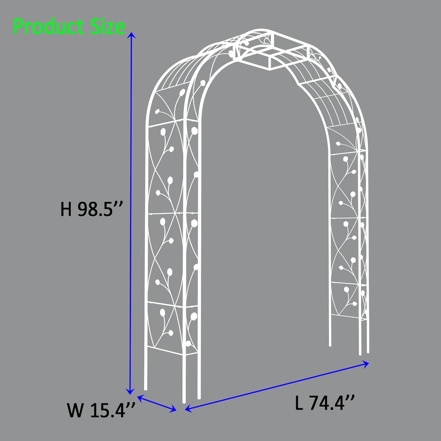 Metal Garden Arch 98.4" H Garden Arbor Trellis for Outdoor Climbing Plants Support Rose Lawn Tall Large Wedding Archway (Cream White, XL)
