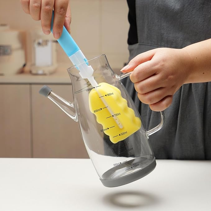 Large Glass Oil Dispenser Bottle for Kitchen Cooking Recipiente Para Aceite De Cocina Olive Oil Vinegar Dispenser Cruet Stainless Steel Lid No Drip Liquid Container (Champagne, 34oz /1000ml)