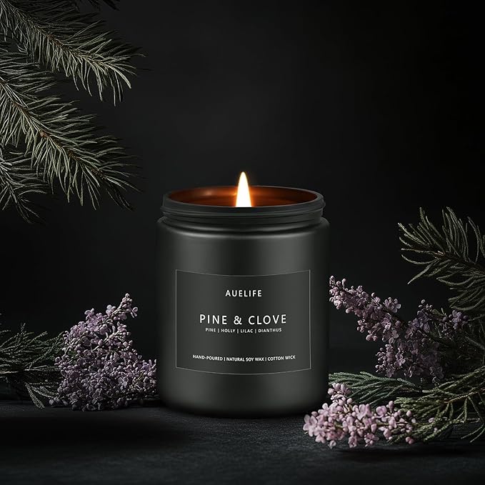 Pine & Clove Candle | Candles for Men - Masculine Candle, Soy Candles for Home Scented, Manly Scented for Home - Gifts for Men -7oz Black Jar