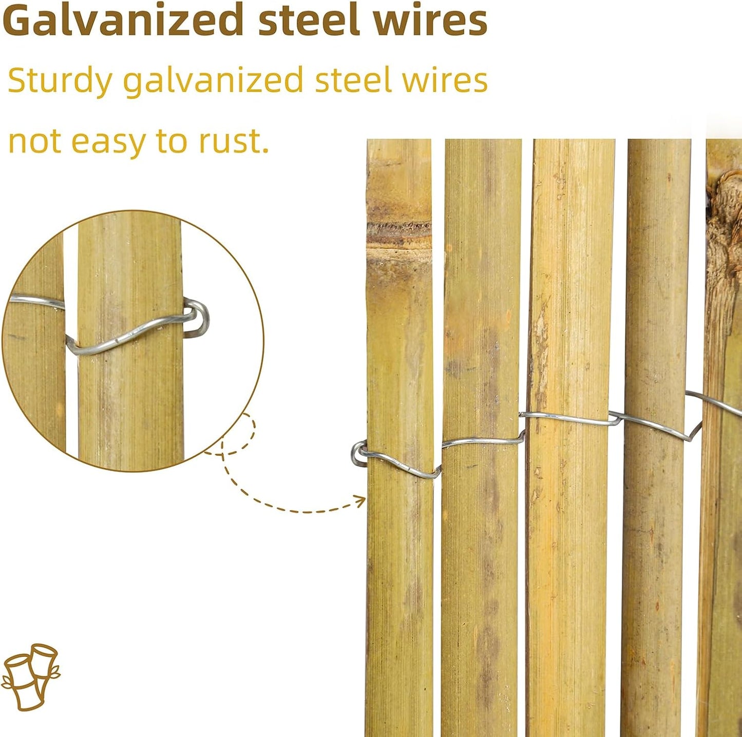 Natural Bamboo Slat Screening,6FT x 13FT Bamboo Fence Panel for Garden Privacy Fence Screen for Indoor or Outdoor (1.8m x 4m Approx)