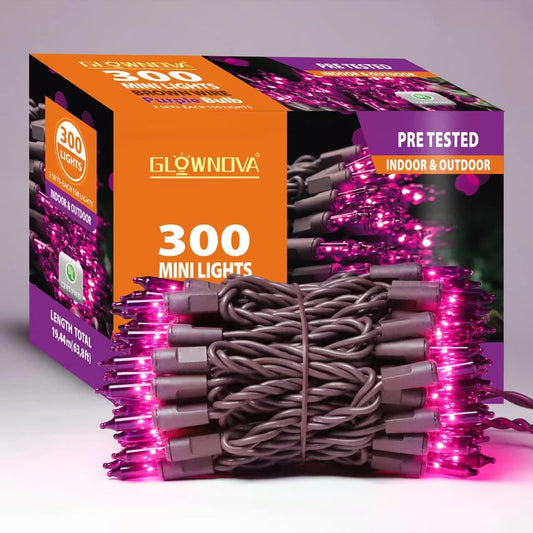 Brown Wire, Purple Incandescent Bulb 300(150L*2pcs) Mini String Lights for Indoor Halloween Tree Home Party Festival Decoration