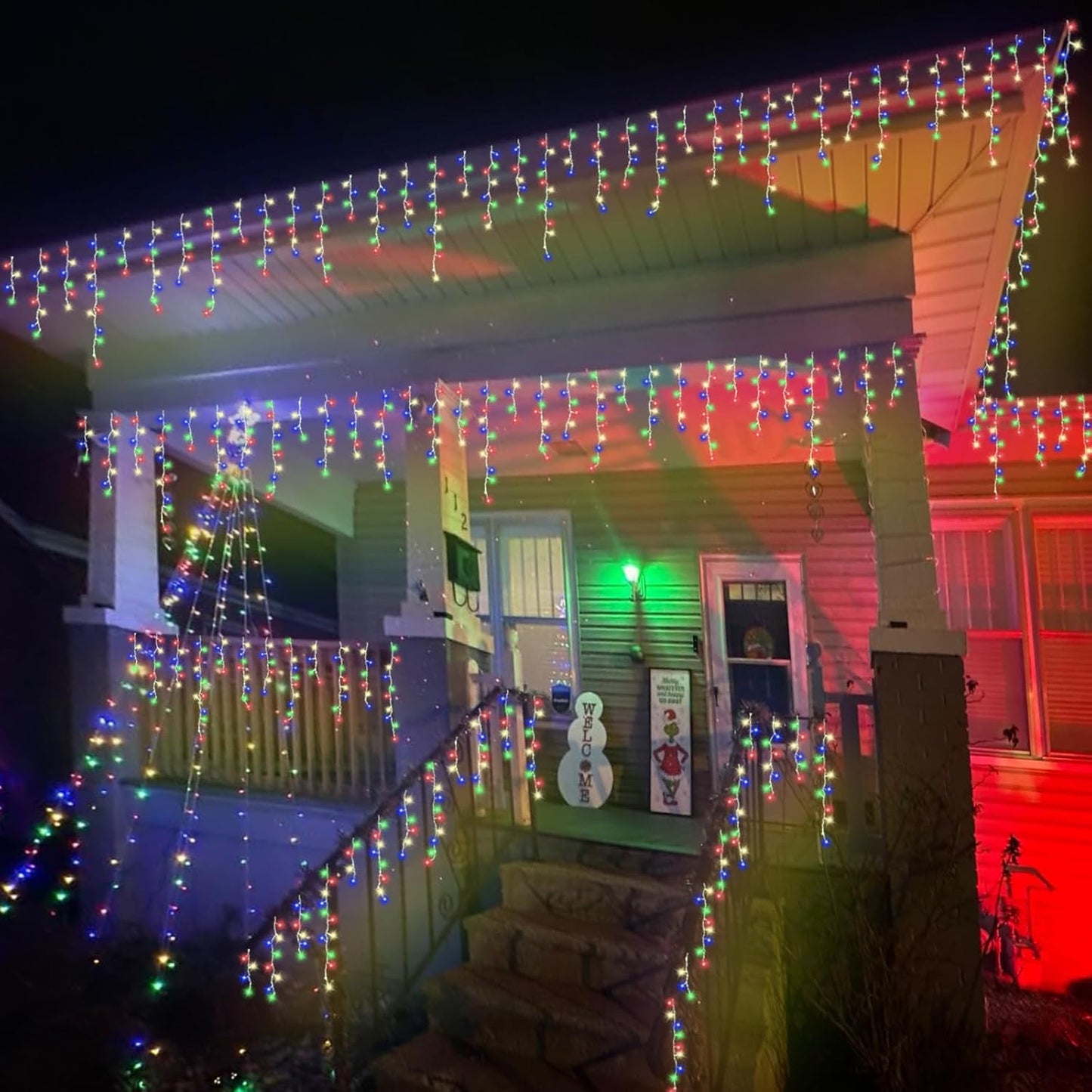 YEGUO 33ft 400 LED Icicle Christmas Lights Outdoor Waterproof, 80 DropsIcicle Light Indoor, 8 Modes Icicle Xmas Lights with Memory Timer(Multicolor)