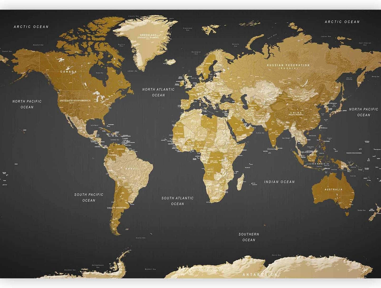 artgeist Premium Wall Mural World Map 79x55 in - XXL Non-Woven Wallpaper Fleece Wall Decor Photo Print Picture Image Design Home Map of The World k-A-0092-a-a