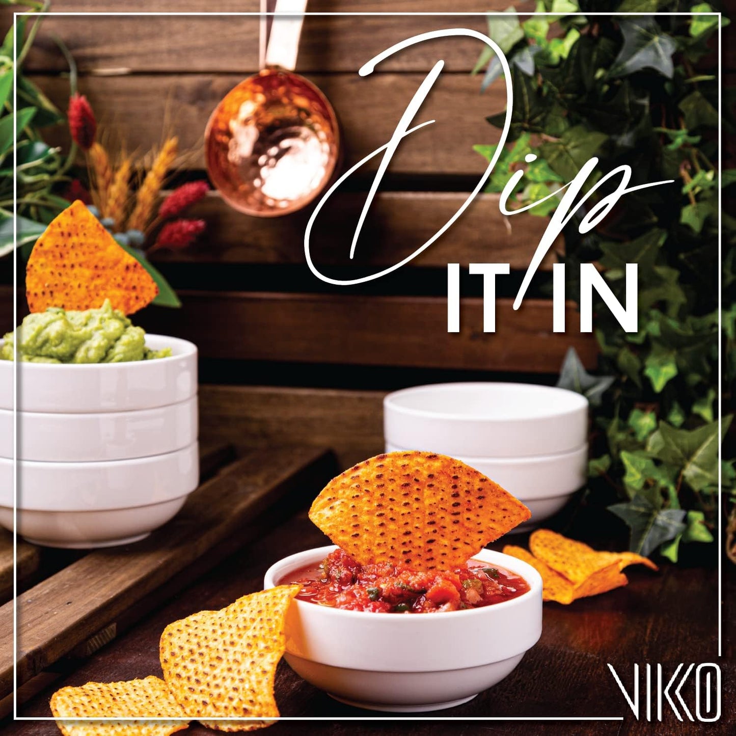 Vikko Small 7 Ounce White Bowl, Set of 6 White Dessert Bowls, Fine Porcelain, Stackable Small Snack Bowl, Dishwasher Safe