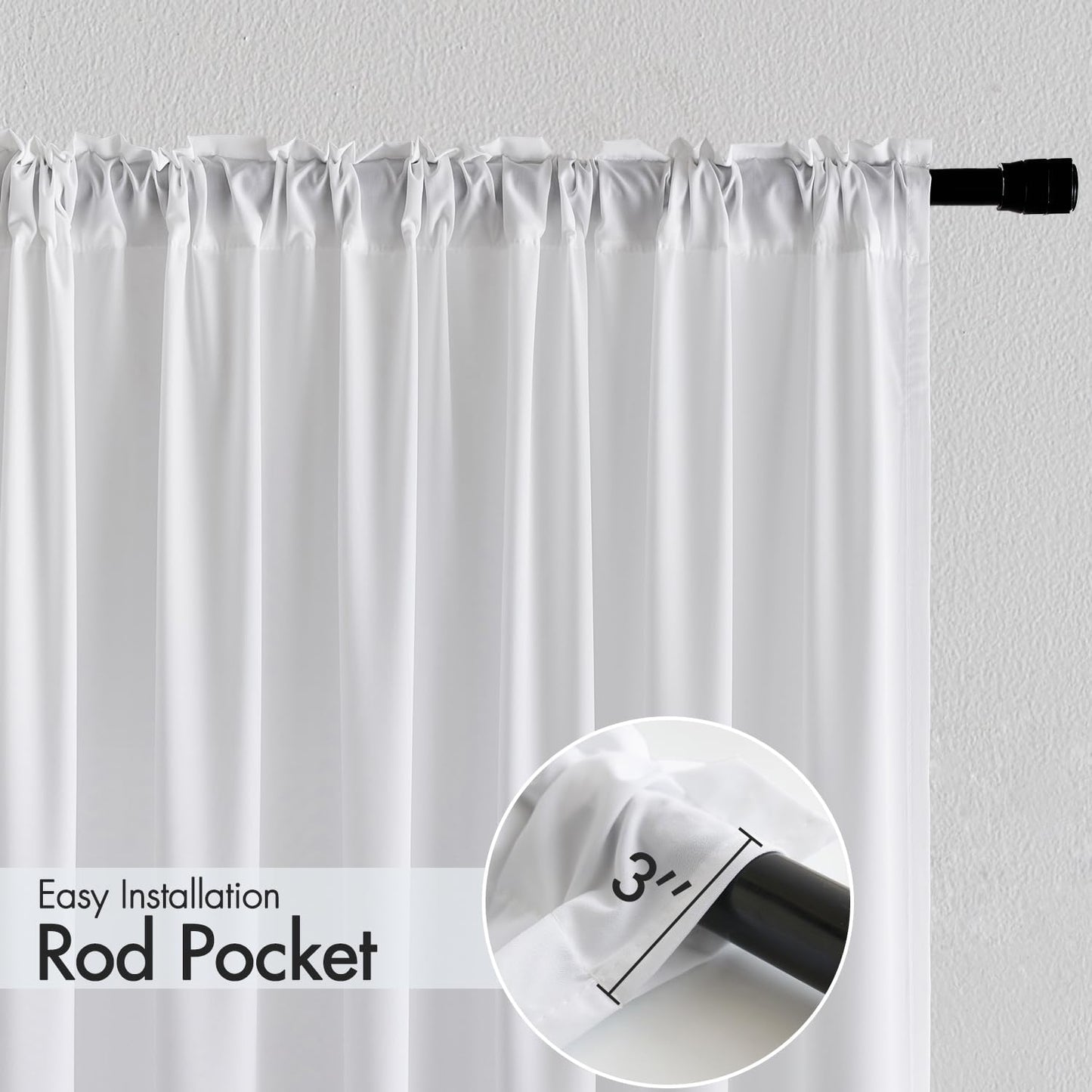 MIULEE White Privacy Sheer Curtains That Let Light in Non-See-Through Semi Sheer Curtains Light Filtering Window Curtain Drapes for Living Room Bedroom 42 X 54 Inches Long 2 Panels Set