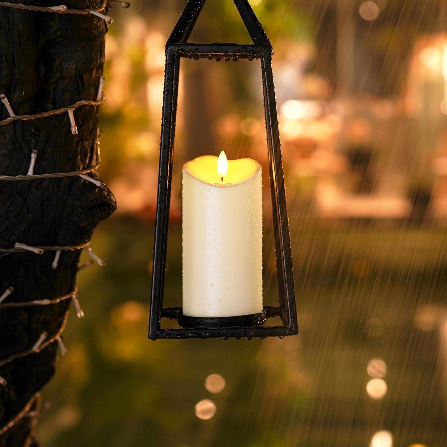 Homemory Outdoor Waterproof Flameless Candles, LED Candles, Battery Operated Candles with Remote and Timers, Electric Fake Plastic Pillar Candles, Ivory White, D3 H4 5" 6" 8" 8", Set of 5