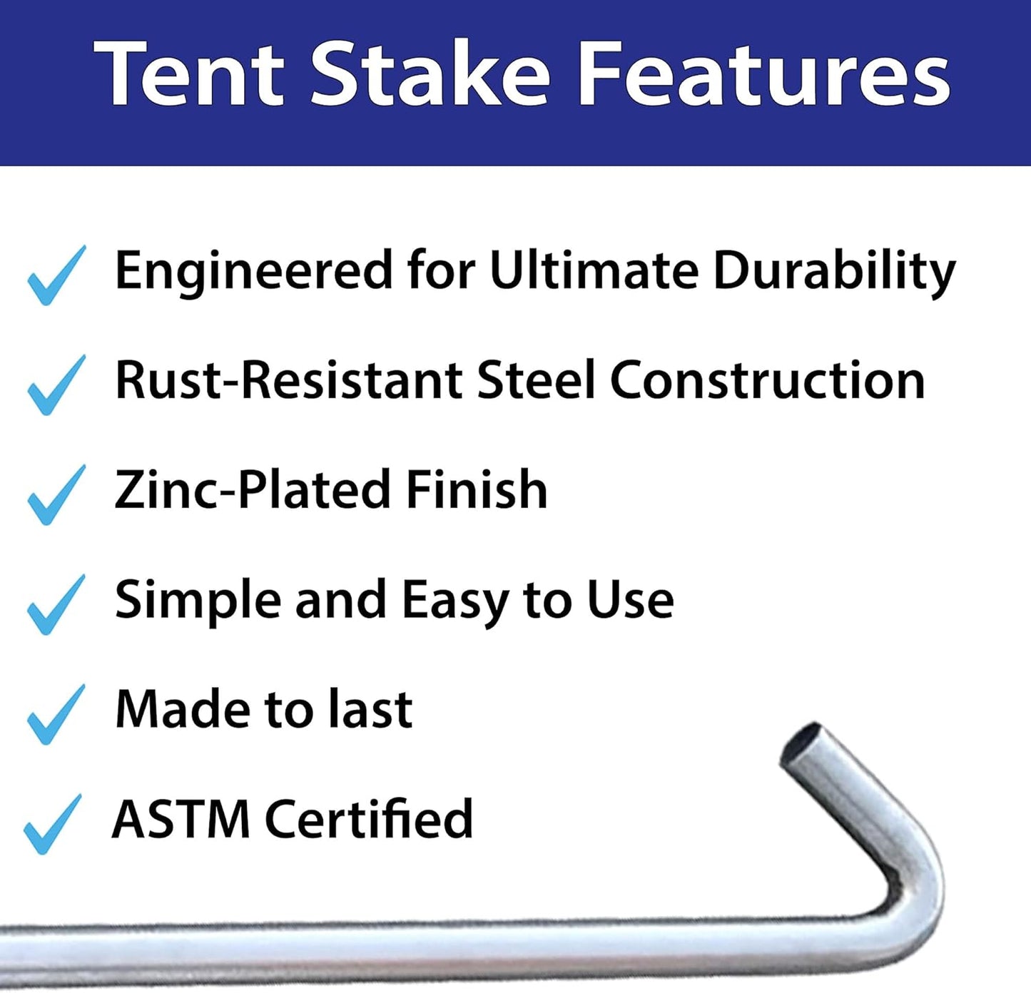 Steel Tent Stakes Heavy Duty Ground Stake, Metal Stakes to Anchor Commercial Inflatables, Outdoor Camping Canopy, Fence, Garden Tent Accessories, 1" Diameter x 18" Length, 4 Pack