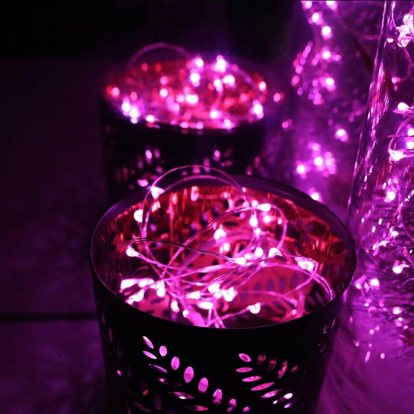 [6-Pack] 7Feet Starry String Lights,Fairy String Lights 20 Micro Starry Leds On Silvery Copper Wire 2pcs CR2032 Batteries Included,Works for Wedding Centerpiece,Party,Christmas Table Decor (Pink)