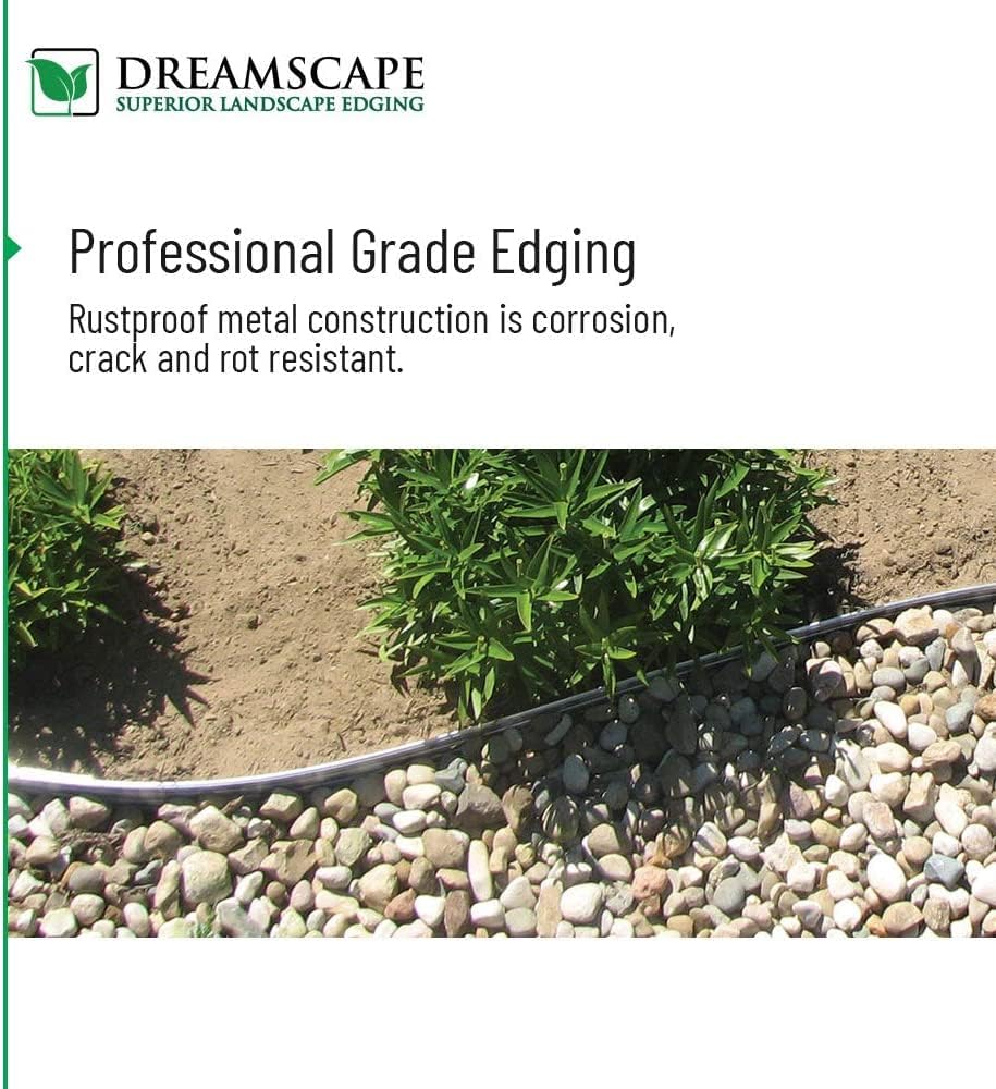 Dreamscape E-Z Edge Aluminum Landscape Edging - 12 Strips, 6ft Each (72ft Total), Black - Professional Quality Landscaping Border, Metal Divider for Lawn, Garden, Flowerbed…