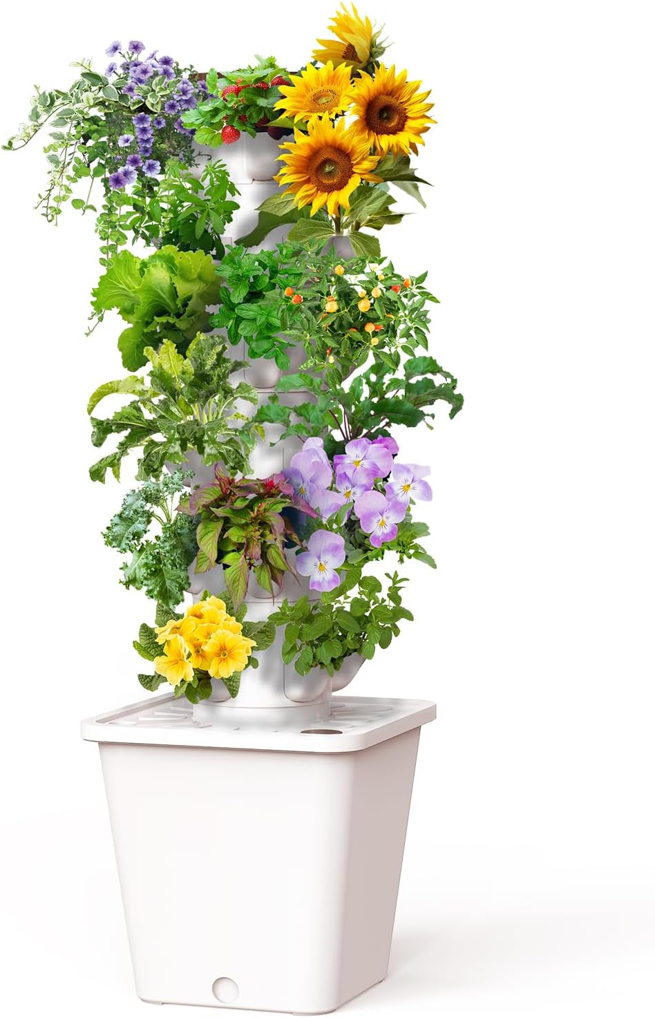 Vertical Hydroponics Growing System Kit, Indoor Outdoor Gardening System Kits, Herb & Fruits Growing Tower, 6 Layer 30 Pods