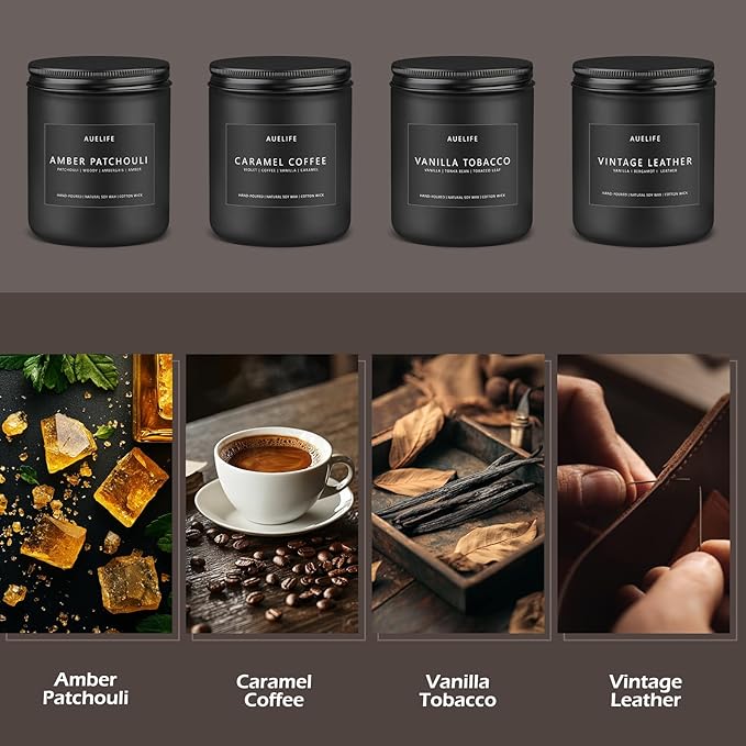 Scented Candles Set - 8 Pack Soy Jar Candle for Home Scented, Aromatherapy Candle Gifts for Men, Women and Birthday, Masculine Home Fragrance Candle