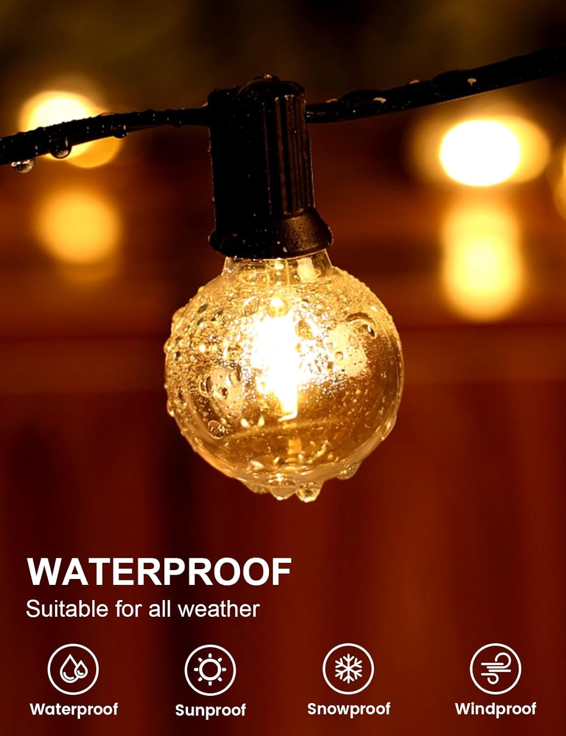 RTTY Outdoor String Lights 100 FT Globe LED Patio Lights with G40 Plastic Bulbs,Waterproof Shatterproof Dimmable Connectable Hanging for Backyard Porch Balcony Party Cafe Deck Decor