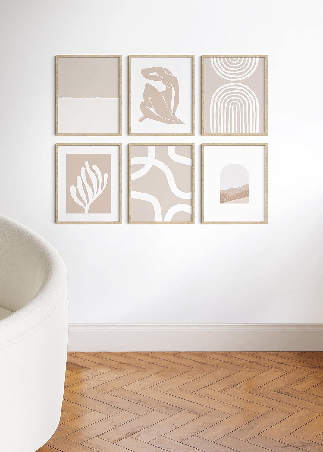 HAUS AND HUES Picture Frame, Beige Oak Wood, 16x20 inches, Set of 6