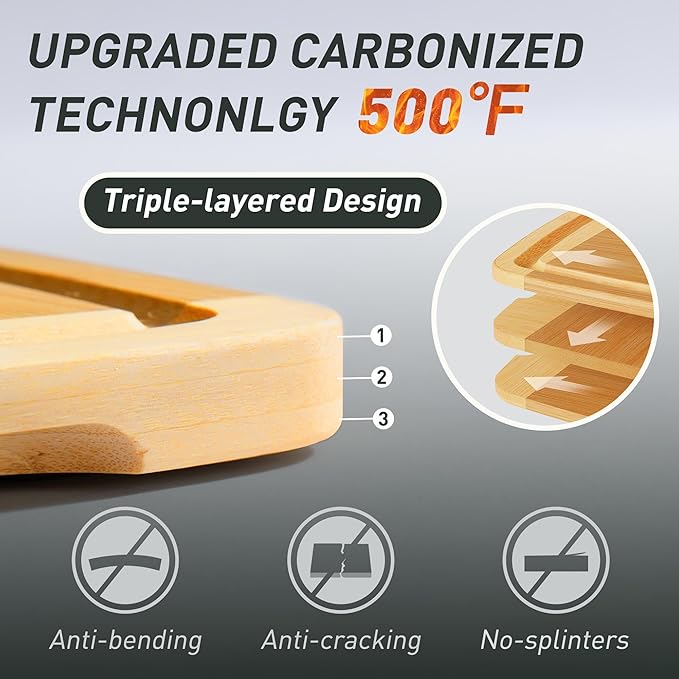 Bamboo Cutting Board Set Non Slip Feet with Holder Over Sink Tablas Para Picar Cocina Tabua Madeira Corte Carne Bambu Alimentos Cortar Madera Juego Regalos Cumpleaños Navidad Mujer Mama Abuela Papa