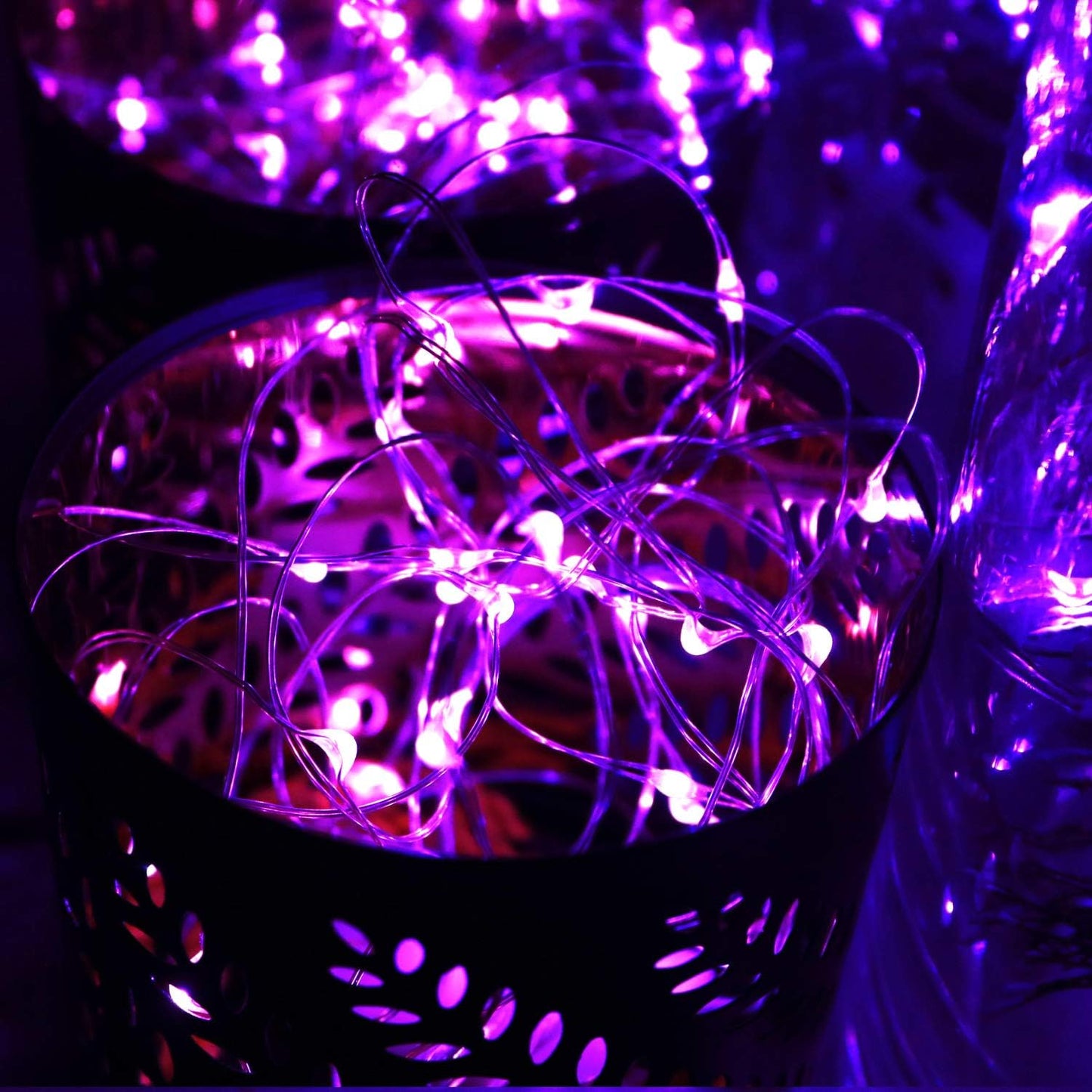 OakHaomie 6 Pack 10ft(3m) LED Starry String Lights 30 Micro LEDs on Silvery Copper Wire,2pcs CR2032 Batteries Required and Included,for DIY Wedding Christmas Centerpiece Table Decorations (Purple)