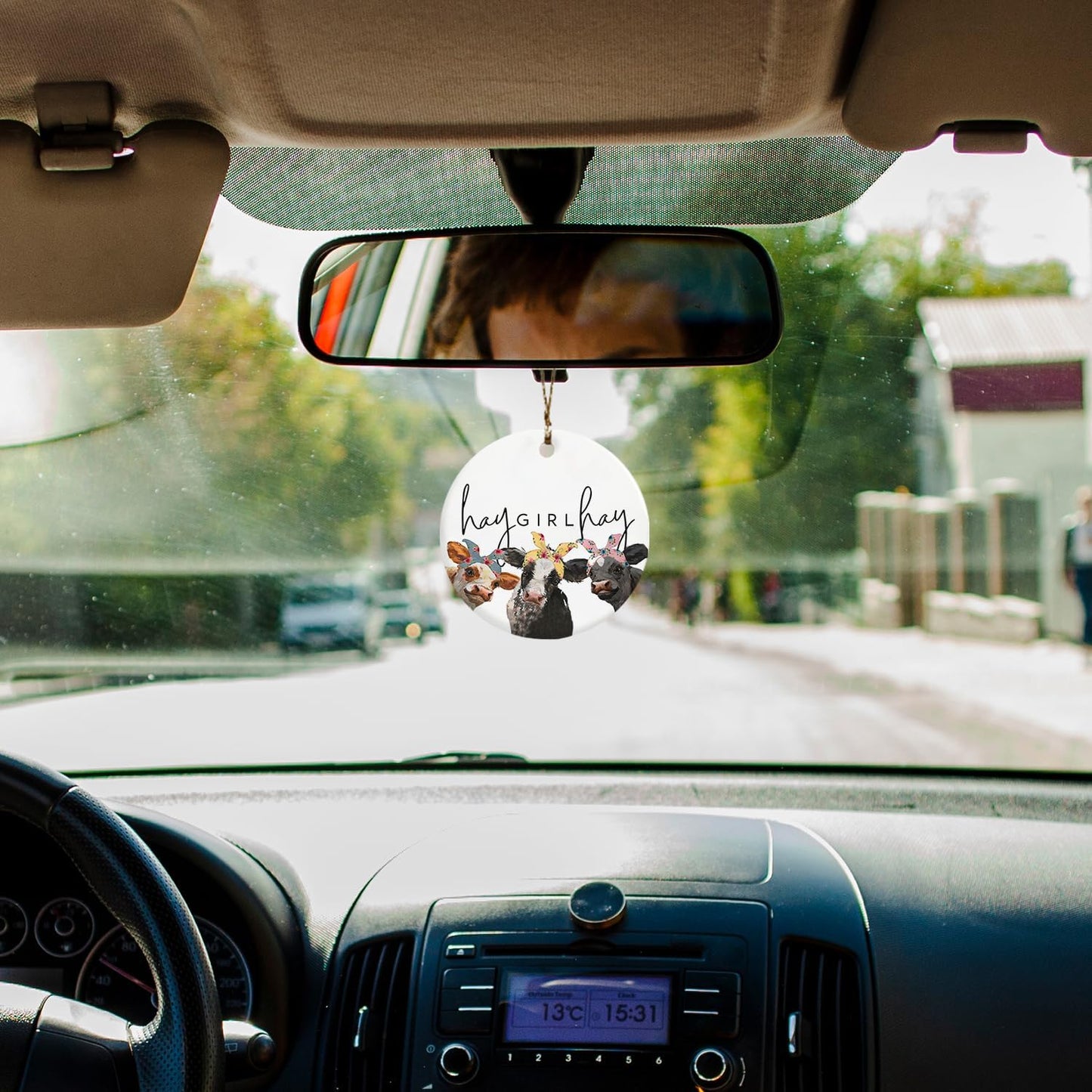 Cow Gifts for Women Cow Lovers Girls, Hay Girl Hay Farmhouse Ceramic Christmas Ornament Keepsake Sign Plaque, Girls Room Bedroom Dorm Decor