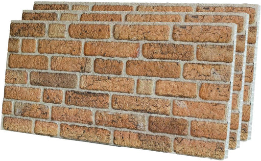 IZODEKOR 3D Wall Panels Brick Effect - Cladding, Stone Look, Styrofoam Facing for Living Room, Kitchen, Bathroom, Balcony, Bedroom, Back of Counter | The Telegraph Road (3 Piece Panel) | Covers 16sqft