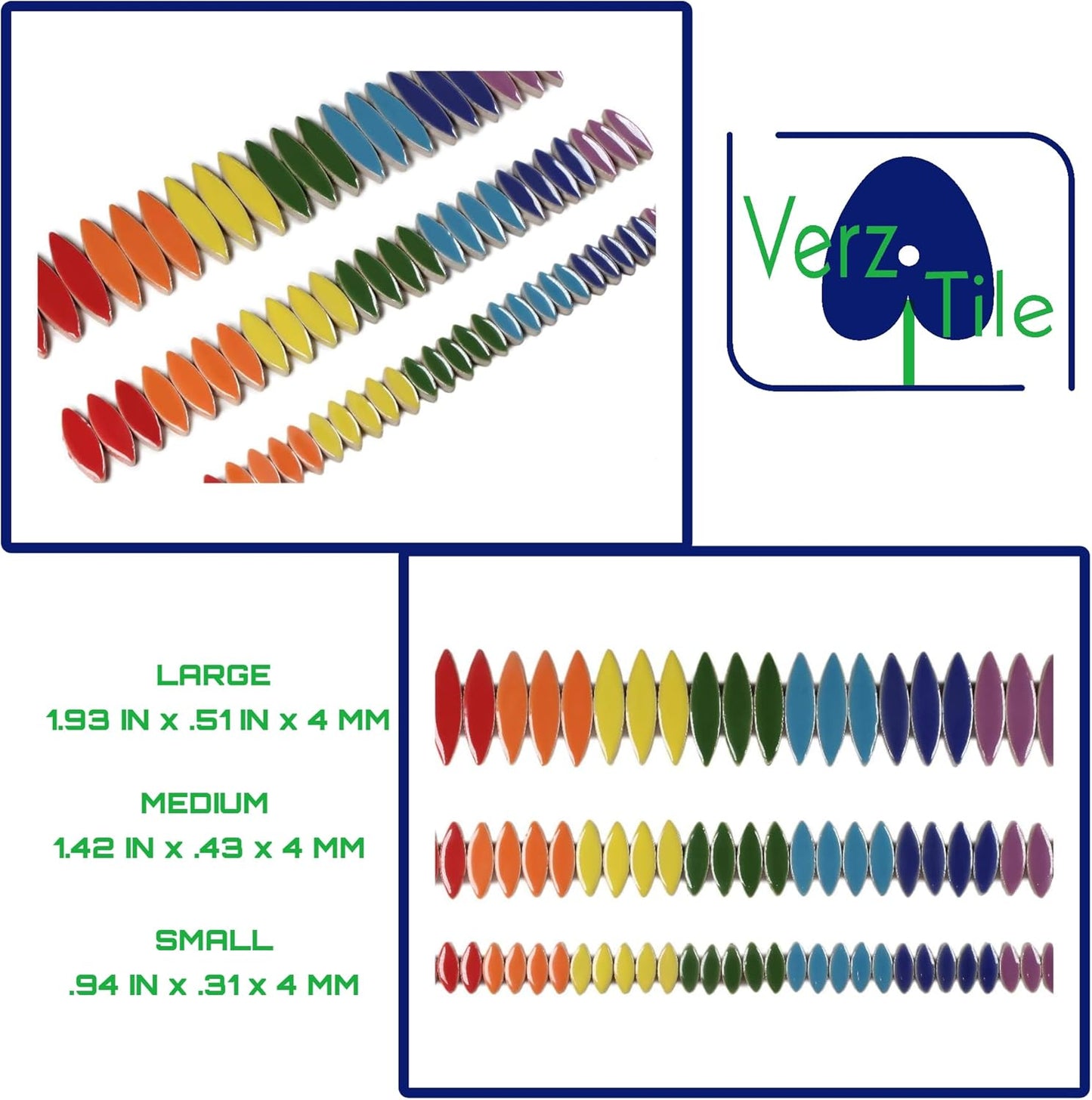 VerzTile Mosaic Tiles for Crafts - Petal Shaped Ceramic Tile Craft Hobbies & Art Projects 39 Color Options Endless Creativity DIY Design (Multi Color Mix (7))