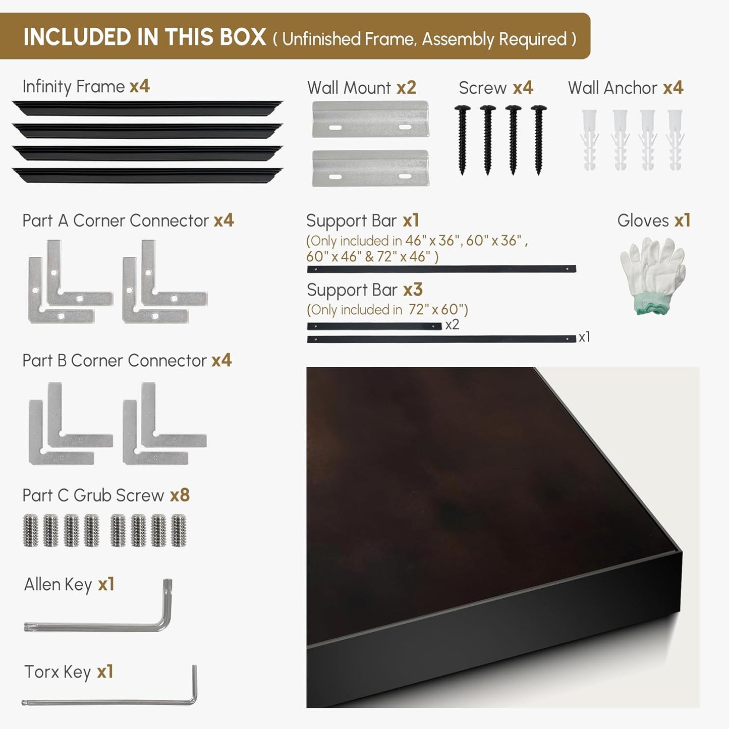 SIGNWIN 46"x60" Extra Large Framed Wall Art Dark Brown Abstract Moody Illustration for Home Living Room Bedroom Decor (Frame Assembly Required)