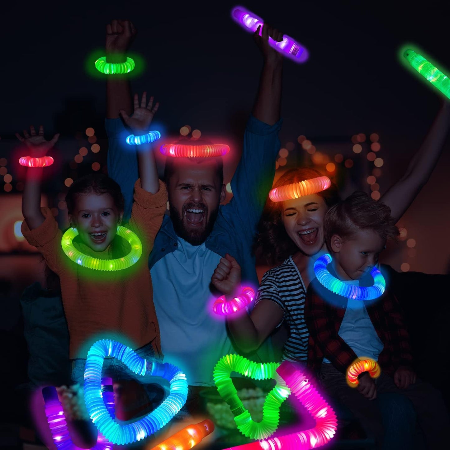 24 PCS Light Up Party Favors Supplies for Kids 4-8-12,Bulk Glow Sticks Bracelet Necklace Accessories for Toddlers,Birthday Return Gifts Treats Non Candy,Halloween Goodie Bag Stuffers for Boys Girls
