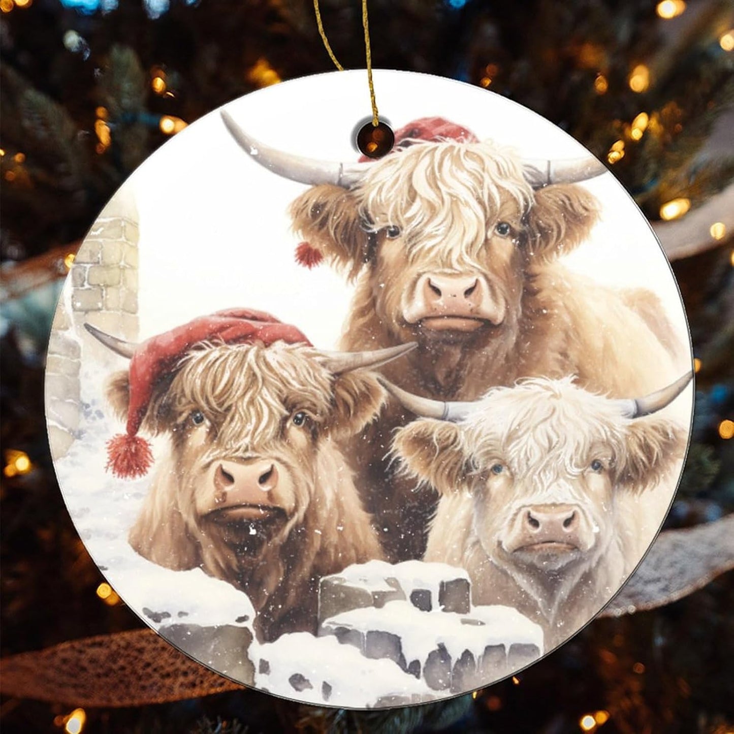 Personalized Christmas Ornaments - Custom Picture & Text Ornaments for Christmas 2024, Baby's 1st Christmas Ornament with Picture for Xmas Tree Custom Gifts for Family, Mom, Dad, Friend (Hignland Cow)