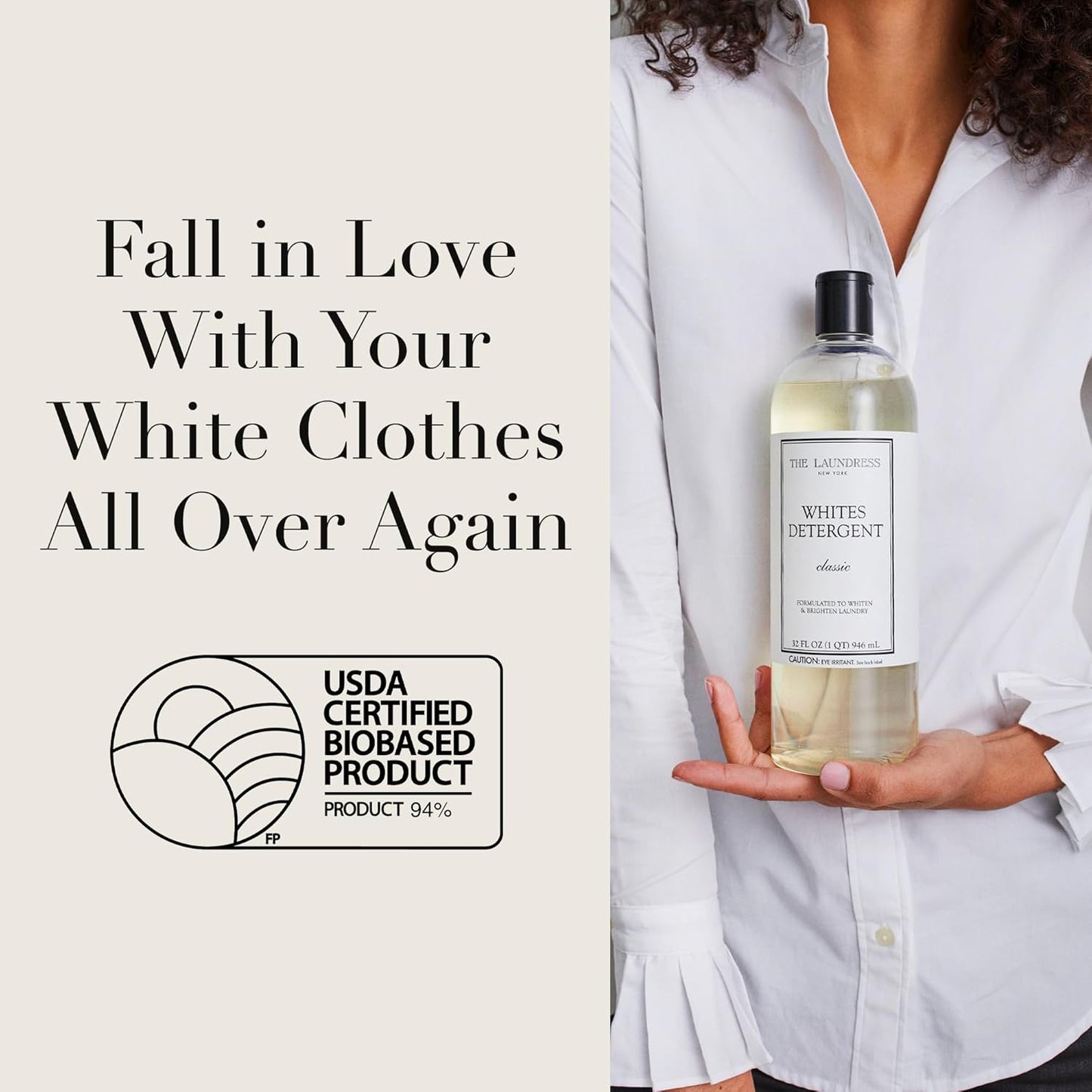 The Laundress Whites Detergent, Concentrated Laundry Detergent Liquid, Whiten & Brighten Clothes, Tough on Stains, Classic Scent, 32 oz. (Pack of 2)