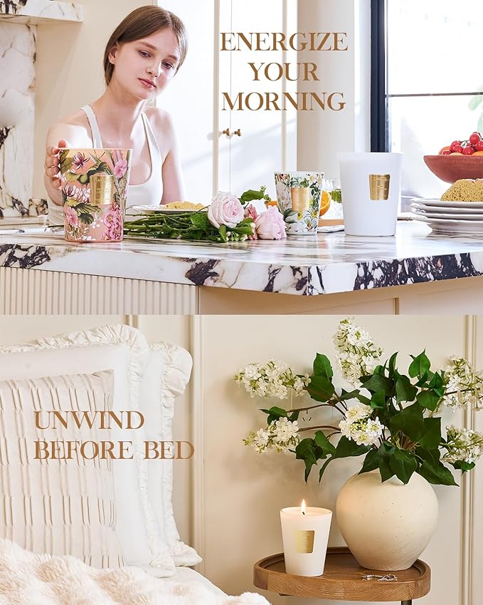 M&SENSE Extra Large Candle Apple Crumble Scented, 3-Wick 35oz 150H Long Lasting, Natural Soy Wax Aromatherapy Candle for Stress Relief, Home Fragrance Housewarming Gifts Candle for Home Decor