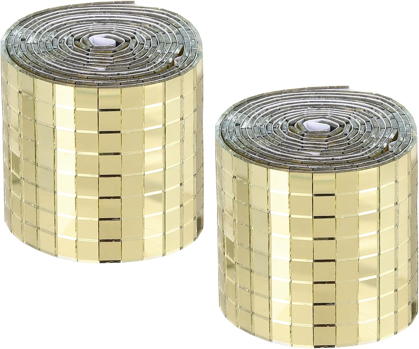 MECCANIXITY Self Adhesive Glass Mirror Mosaic Tiles 3200 Pcs 5 x 5 mm Disco Tiles for Craft Decoration Glass Mirror Disco Ball Gold 2 Pcs