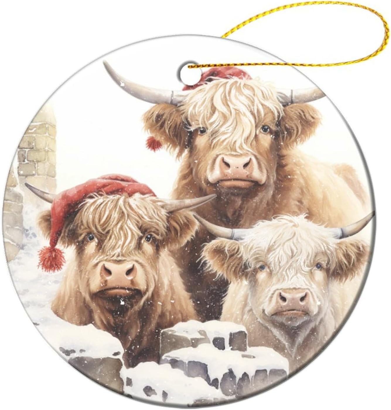 Personalized Christmas Ornaments - Custom Picture & Text Ornaments for Christmas 2024, Baby's 1st Christmas Ornament with Picture for Xmas Tree Custom Gifts for Family, Mom, Dad, Friend (Hignland Cow)