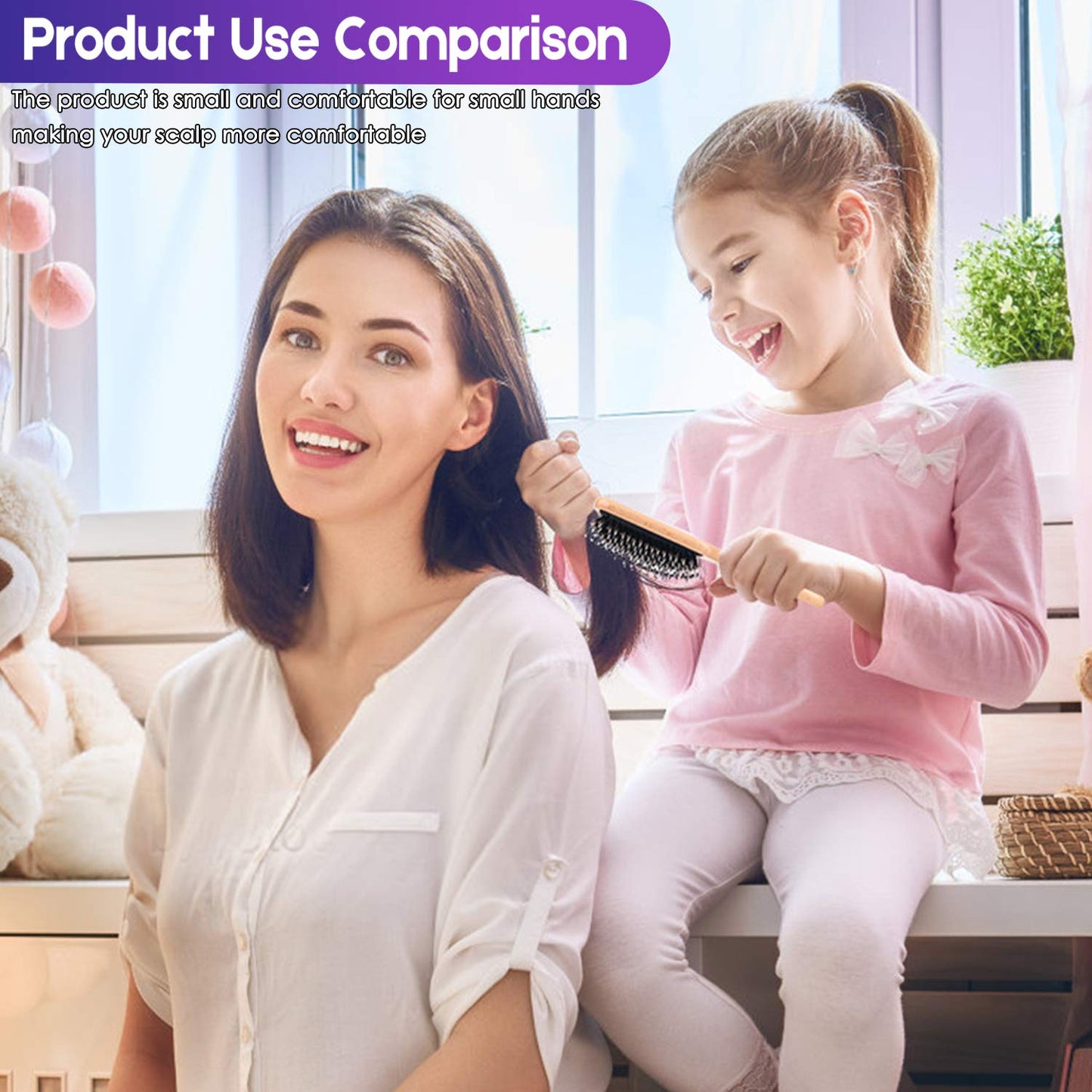 Hair Brush Boar Bristle Hair Brushes for Women Curly Hair, Best Paddle Detangling Brush Detangler for Girls Kids,Smooth Hair Add Shine